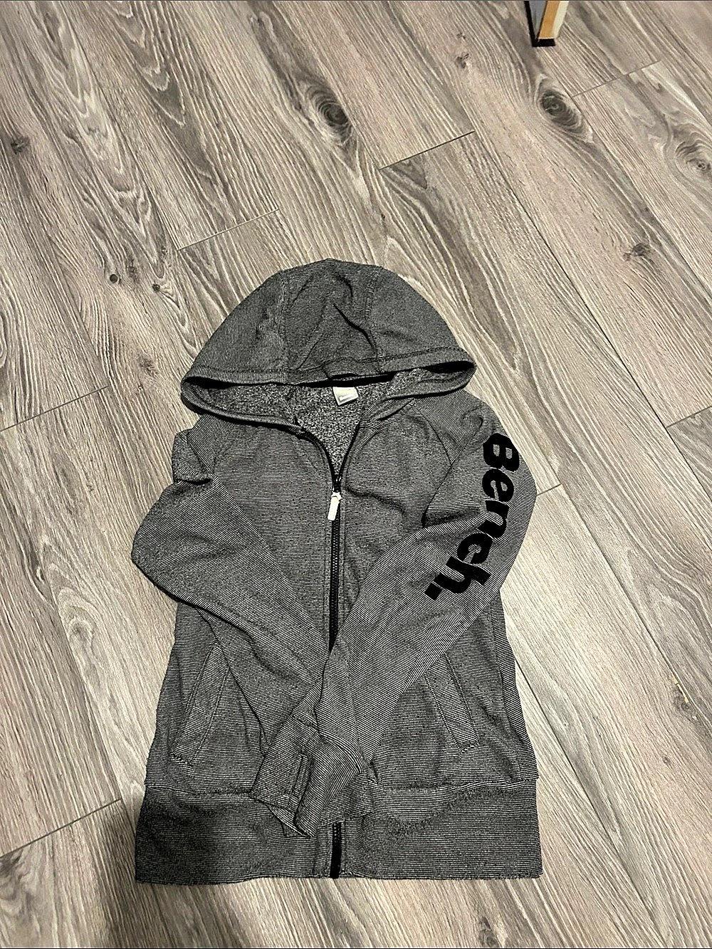 Bench Gray Striped Zip Hoodie Like New
